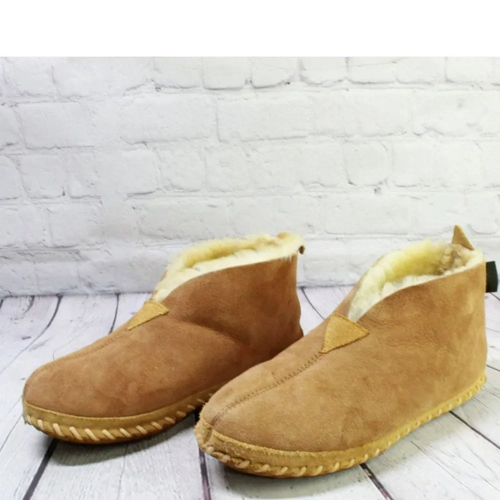 LL Bean Brown Suede Wicked Good Shearling Lined Slipper Ankle Boot Size 7 M - Picture 2 of 9